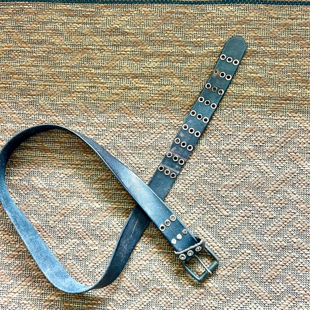 Men's Diesel Black/Gold distressed leather Black/ brown Leather Belt Hardly worn